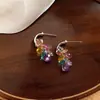 Brincos de Tarraxa com Franja Redonda Prata Dopamina Doce Fresco Moda Exquisitos Brincos de Nicho de Alta Qualidade Versátil
