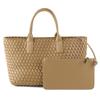 Bolsa de mão de alta qualidade com textura tecida para mulheres, bolsa de compras de mão de moda simples, bolsa de grande capacidade para deslocamento