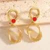 Nuevo Producto Popular de Comercio Exterior: Pendientes Ovalados de Múltiples Capas Huecos de Moda y Elegantes para Mujer con Incrustaciones de Circonita