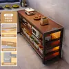 Estante de suelo multicapa para barra de bar, mesa estrecha con estantes, mesa de comedor, mesa divisoria para sala de estar, mesa larga simple de ocio para balcón