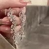 Pendientes Largos con Borla de Cristal de Diamante Aguja de Plata S925 Nuevo Estilo Popular Pendientes de Lujo Accesible de Gama Alta para Mujer