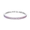 Europeu e Americano Transfronteiriço Amazon 4mm Cristal Rosa Zircônia Pulseira Linha Única Full Diamond Ins Joias Coloridas por Pedra Atacado Pulseira