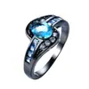 Anillo Ovalado de Zirconia Oro Negro 10K Anillo para Dedo Femenino Anillo Ovalado Moda Joyería Blanca Negra Antiguo Mujeres