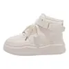 Sapatos Brancos de Sola Grossa para Mulheres 2025 Novos Sapatos de Inverno Femininos Sapatos de Algodão Quentes com Forro de Lã Tênis Versáteis da Moda Casuais