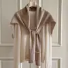 Chal de punto en forma de T 100% Lana para Mujer en Otoño e Invierno Nuevo Color Café Protector de Cuello Cálido Chaleco Bufanda para Mujer