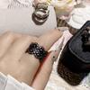 Camelia Medio Antiguo Suministro en Vivo Seiko Encaje Cepillado Anillo Brati Chapado Oro Negro Anillo Abierto para Mujer