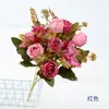 Flor Falsa Rosa Simulada Ramo de Múltiples Cabezas Decoración de Boda Decoración del Hogar Flor de Seda Comercio Exterior En Stock Rosa Venta al por Mayor Transfronteriza
