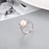 Anillo de perlas de agua dulce de moda transfronteriza Wan para mujer, anillo abierto de plata S925, fabricante de soportes vacíos DIY
