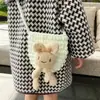 Ins otoño e invierno Nuevo estilo coreano tejido a mano conejo lindo cubo bandolera accesorios bolsa pequeña venta al por mayor