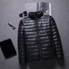 Produtos genuínos Garantidos Liquidação Fora de Época Outono e Inverno Novo Jaqueta Leve Acolchoada com Penas Masculina Gola Vertical Curta com Capuz Tamanho Grande Portátil