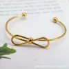 Pulseira Aberta de Aço Inoxidável da Moda, Pulseira Simples de Laço Amarrado para Mulheres, Pulseira Ajustável Estilo Europeu e Americano