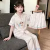 Pijama Linda de Niña Dachshund 2026 Nuevo Verano Hielo Seda Fresco Delgado Manga Corta Conjunto de Tres Piezas Ropa de Casa