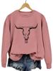 Amazon trendy eBay top holgado divertido estampado cabeza de vaca nuevo cuello redondo manga larga camisa jersey en stock