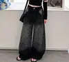 Jeans rectos para niñas estilo coreano primavera 2026, conjunto de jeans anchos estilo americano vintage casual sueltos con pedrería