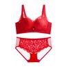 Vermelho brilhante ano de nascimento roupa interior das mulheres casamento sem fio pequeno peito push up grande laço sutiã terno fábrica atacado