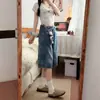 Shorts de mezclilla de cintura alta estilo retro americano para mujer talla grande, estilo de verano delgado, nuevos shorts de longitud media 2026, adelgazantes para mujeres talla grande