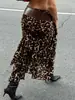 Falda midi de estampado de leopardo retro europeo y americano transfronteriza, nuevo estilo otoño e invierno 2026, dobladillo irregular con volantes, falda elegante para mujer