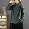 Estilo étnico primavera retro artístico de veludo suéter para mulheres 2024 outono e inverno Nova costura solta pullover camisa de fundo quente