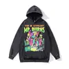 Moletom com Capuz Americano Retro Cruzado Sailor Moon Lavado e Desgastado 480g Oversize Solto e Pesado