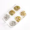 Set de Accesorios para Uñas con Cadena de Pedrería Dorada y Plateada, Caja de 6 Compartimentos, Cadena con Incrustaciones de Diamantes de Lujo Ligero, Accesorios para Decoración de Uñas Francesas