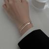Pulseira de osso de cobra plana de camada dupla em prata s925 corrente de feijão simples joias de verão elegantes atacado S4875