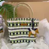 Cesta de Vegetais Pura Artesanal Bolsa Grande de Mão Sacola de Compras Armazenamento para Férias Piquenique Azul Nova Bolsa Feminina 2025
