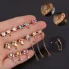 Aretes colgantes de flor de circonita con personalidad creativa coreana, aretes de hilo de moda de acero inoxidable, joyería de circonita de color
