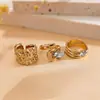 Anillos Geométricos de Piedras Preciosas Transfronterizos Europeos y Americanos, Anillos Metálicos Únicos y Exagerados con Sentido de Diseño, Joyería de Lujo Ligero de Nicho al por Mayor