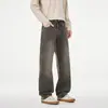 Calça jeans lavada estilo retrô para homens, calça longa de corte reto e modelagem solta, calça casual de perna larga estilo coreano adequada para primavera e outono, versátil para o trabalho e uso diário
