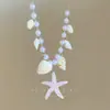 ¡Hermosa Playa! Collar de Concha de Estrella de Mar y Perla de Dopamina, Estilo Dulce de Vacaciones de Verano, Cadena para Clavícula para Sesión de Fotos de Nicho