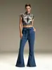 Fábrica de Origem, Popular no Comércio Exterior Europeu e Americano, Cintura Alta, Levanta Bumbum, Amarração, Perna Larga, Levemente Flare, Calça Jeans Feminina