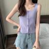 Nueva Camisola Tejida de Cuello Cuadrado Pequeña para Niñas Moda Sexy Ropa Exterior Interior Corta Color Sólido Seda de Hielo Camiseta Base