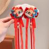 Diadema con lazo rojo estilo chino para niña, horquilla con borlas para Año Nuevo, horquilla de estilo nacional
