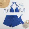 Nuevo Traje de Baño Dividido Sexy Bikini Europeo y Americano de Tres Piezas Boxer Ajustado Conservador Adelgazante Ropa de Baño Transfronteriza de Amazon