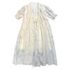 Vestido de Punto con Tapeta Francesa Perezosa Manga Abullonada Diseño Cuello en V Nicho Suelto con Tirantes Falda Midi