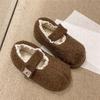 Pantuflas de Algodón Mary Jane Baotou para Mujer en Otoño e Invierno Nuevo Estilo Coreano Suela Gruesa Cómodas y Versátiles Hogar Forro de Felpa Cálidos Zapatos de Algodón