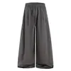 Calça de Sarja Vermelha Wide-Leg com Cordão, Estilo Retrô Americano Outono e Verão, Calça Parachute Plissada de Secagem Rápida para Mulheres, Calça Casual Solta com Caimento