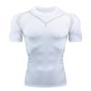 Camiseta de verano de secado rápido para hombre, para gimnasio, correr, entrenamiento al aire libre, elástica, transpirable, deportiva, ajustada, de manga corta