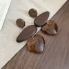 Pendientes Colgantes Geométricos de Piedra Ojo de Tigre con Resina y Aguja de Plata Pendientes Estilo Retro Maillard Pendientes de Diseño de Nicho de Moda