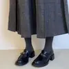 Mocasines de tacón grueso, suela de plataforma, con estampado de camelia para mujer, nueva colección otoño 2026, zapatos de vestir estilo británico, planos sin cordones