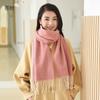 Bufanda 100% Lana para Mujer en Invierno, Clásica y Versátil, Protector de Cuello Estilo Coreano, Bufanda de Color Sólido Bicolor para Mujer, Protección contra el Frío, Moderna y Versátil
