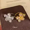Copos de Nieve de Cristal de Hielo, Anillo Abierto de Flor Gota de Agua de Circonita Deslumbrante, Anillo de Dedo Índice de Nicho de Alta Gama, Joyería de Lujo Ligero para Mujeres