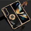 Para funda de teléfono móvil Samsung Zfold6, soporte de anillo magnético giratorio 360, funda suave con chapado, cubierta protectora fold5/4