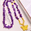 Colar Roxo de Alta Retenção de Cor Feminino Nicho Luxo Acessível Cristal de Imitação Zircônia Corrente para Clavícula Outono e Inverno 2025 Corrente de Suéter de Alta Qualidade