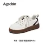Zapatillas de Plataforma August Lion para Mujer 2026 Nueva Colección Otoño Cuero Negro Retro Suela Suave Zapatos Deportivos Casuales