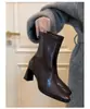 Botines de tacón alto estilo coreano, punta cuadrada, tobillo delgado, botines cortos, tacón grueso, retro, 2026, nuevos botines de moda, botines cortos estilo británico para mujer