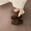 Sapatos Birkenstock Cinza de Cobertura Total com Aumento Interno de Altura para Mulheres, Mocassins Forrados com Lã para Outono e Inverno, Versáteis para o Trabalho, Sapatos Quentes de Algodão