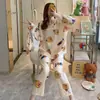 Pijama para Mujer Primavera y Otoño Estilo Coreano 2025 Manga Larga Lindo Traje de Dibujos Animados de Estudiante Suelto Traje de Ropa para el Hogar Otoño e Invierno
