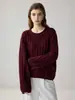 Suéter de punto trenzado estilo perezoso 100% cachemira pura para mujer otoño invierno cuello redondo silueta holgada suéter de punto pullover capa base