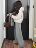 Pantalones Banana de Polar Gris Claro para Mujer, Nuevos de Otoño e Invierno de Cintura Alta Adelgazantes Deportivos Holgados de Lana de Pierna Ancha